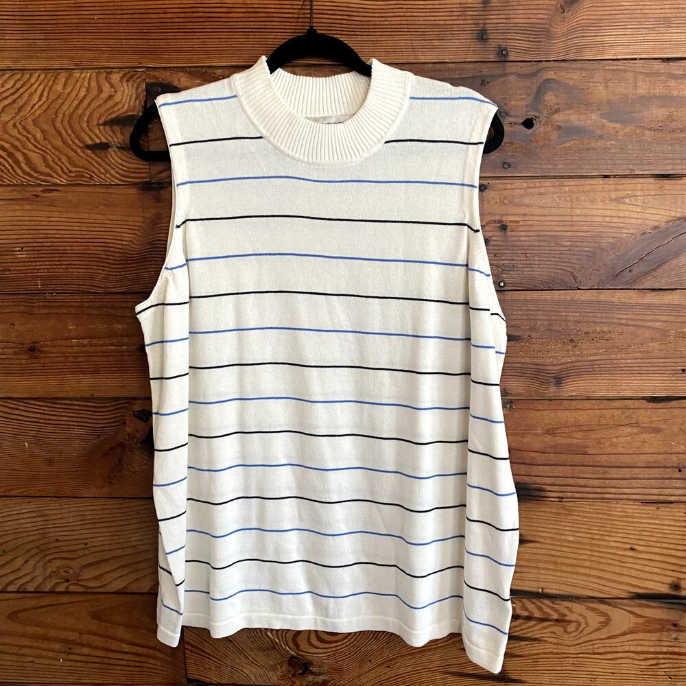 Evan-Picone 100% Cotton Knit Stripe Sweater Sleeveless Top size 2X